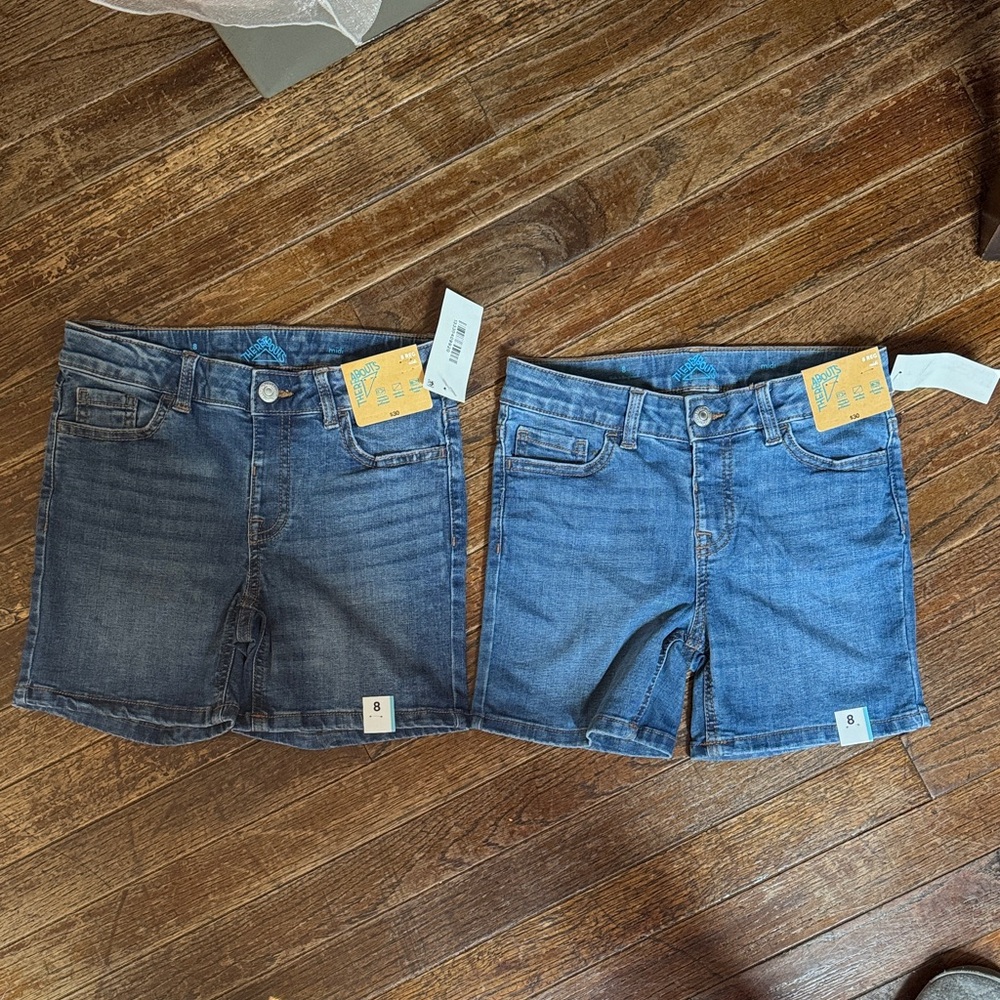 Girls Classic Denim Shorts Set of 2 NWT SZ 8